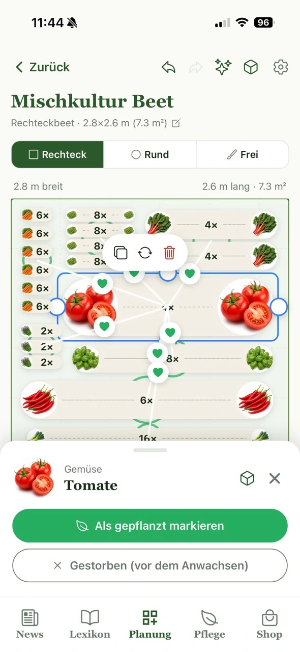 Beetplanung in der Übersicht